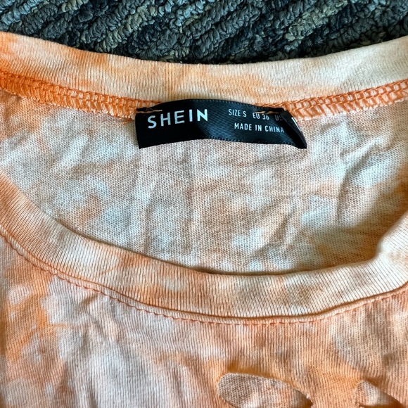 Orange Tie Dye Distressed Crop Shirt Size Small - Picture 2 of 4